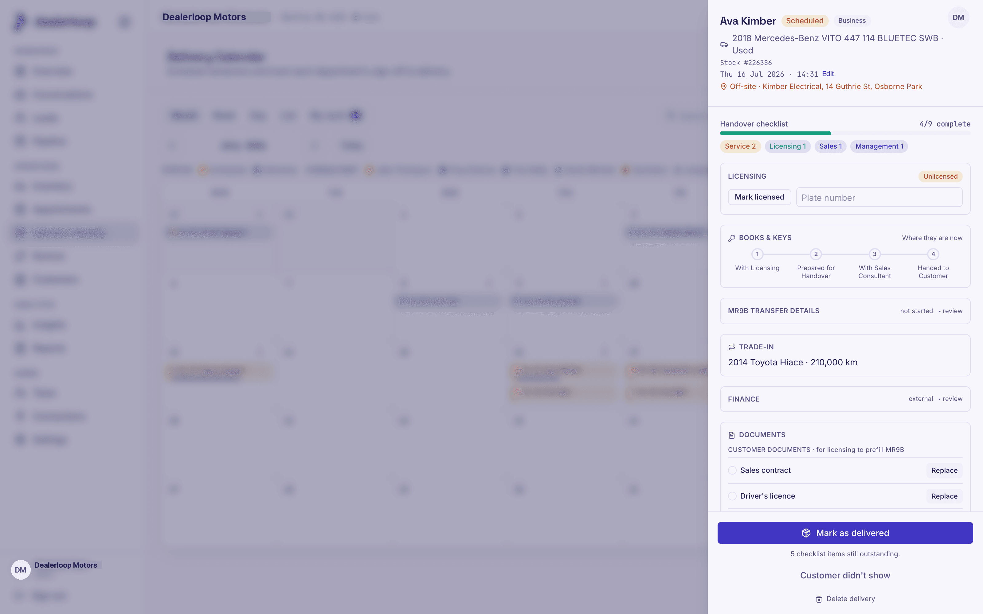 A rush delivery request awaiting manager approval with the salesperson's reason shown